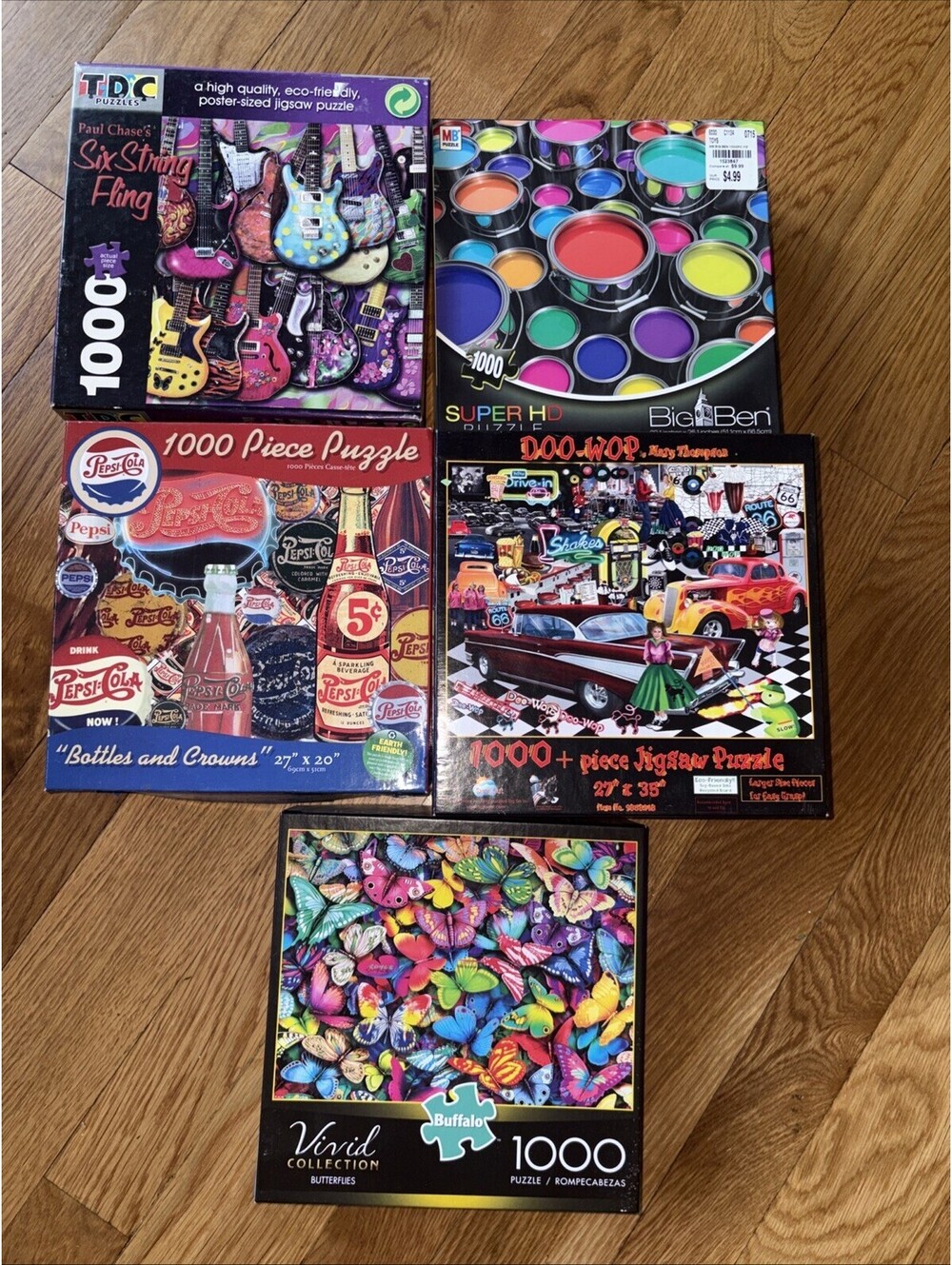 Five Lotta Puzzles With Guitars Paint Pepsi, Doo-Wop, And Butterflies